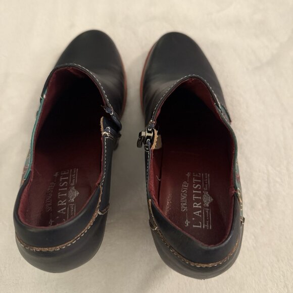 L'Artiste Zami Bootie Black Multi Color Ankle Boots Eu 38 U.S. 7.5/8 Boho Artsy - Picture 7 of 13